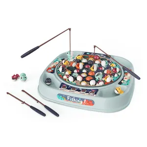 Brinquedo infantil educacional elétrico para pesca, jogo interativo e conjunto de jogos de peixes pequenos com luz e música, atacado