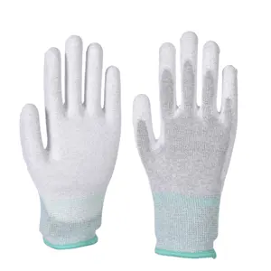 PU棕榈涂层尼龙手套防静电棕榈pu涂层尼龙和碳纤维工作手套