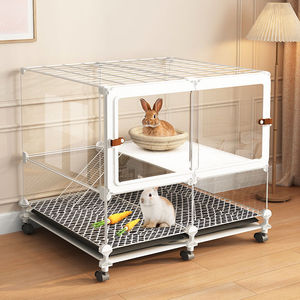 Cage à <span class=keywords><strong>lapin</strong></span> intérieure <span class=keywords><strong>de</strong></span> grande taille, nettoyage automatique des excréments, <span class=keywords><strong>toilette</strong></span> transparente, nid pour villas, motif solide - Product Image 4