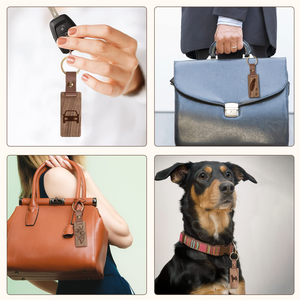 Llavero de Nogal Negro Creativo, Nuevo Llavero de Haya, Colgante de Madera y Cuero con Palabras Grabables - Product Image 6