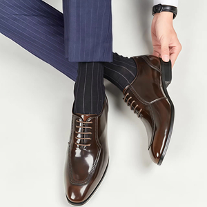 Chaussures Richelieu pour hommes en cuir véritable de haute qualité, style décontracté et habillé, à lacets, bout fermé, antidérapantes, semelle en caoutchouc, modèle Evergreen 2025 - Product Image 4