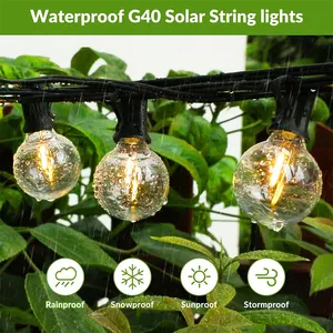 Weatherproof Commercial Hanging Light For Backyard Bistro Pergola Party Decoration LED G40 Solar Christmas Yellow String Lights