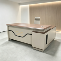 Scrivania Direzionale Moderna a L, Grande Scrivania Esecutiva di Lusso in Legno per Direttore Generale, CEO, Ufficio Amministrativo