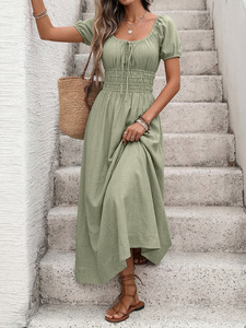 Abiti Casual Estivi Eleganti da <span class=keywords><strong>Donna</strong></span> a Scollo a V con Maniche a Sbuffo e Schiena Scoperta, Vestito Lungo con Volant per Compleanno - Vendita all'Ingrosso - Product Image 5