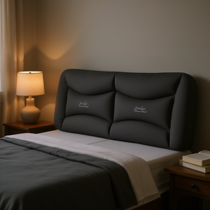 เบาะรองหัวเตียงผ้าโพลีเอสเตอร์สีเทาเข้มพร้อมใย PP สำหรับอ่านหนังสือและพักผ่อนบนเตียง - Product Image 2