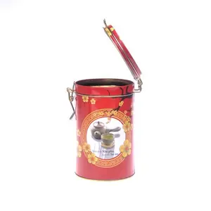 ODM OEM Tea Tin Canister With Airtight Double Lid Round Sugar Coffee Tin Storage Loose Tea Tin Container