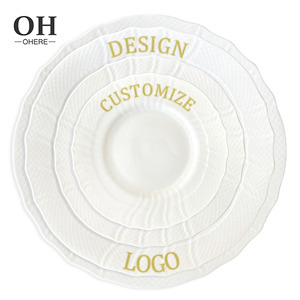 Vajilla Clásica de Porcelana Blanca Ecológica con Diseños Personalizables, Logotipos y Formas Florales, <span class=keywords><strong>Platos</strong></span> de Cerámica - Product Image 5