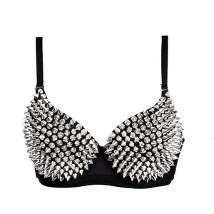 Top de Sujetador Sexy Estilo Punk con Remaches y Soporte de Acero para Espectáculos y Discotecas para Mujer - Product Image 1