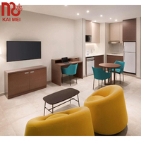 Ensemble de mobilier de chambre d'hôtel moderne en gros, design panneau en bois de chêne, lit King/Queen rembourré en tissu, écologique pour appartement