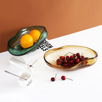 Jossin Smaragdglas-Schokoladenteller mit Unregelmäßigem Ovalem Design für Dessertservierung, Hoteldekoration und Esstischpräsentation