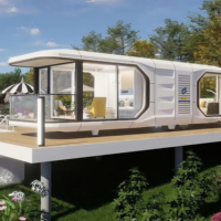 Maison-capsule écologique de luxe pour l'extérieur, préfabriquée, type Apple Cabin, conteneur extensible en acier et panneaux sandwich, conçue pour les hôtels