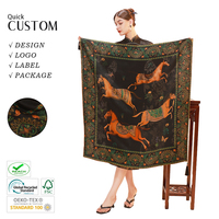 Écharpe carrée en soie Xiangyun de luxe, naturelle, Gambiered, imprimée numériquement, motif nuage parfumé personnalisé, 42x42 pouces, collection Printemps