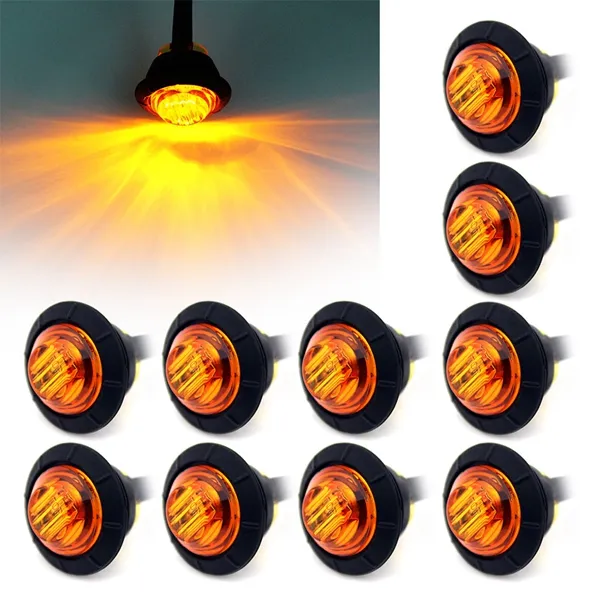 HST-20150 Amber Yellow Red Round 3/4 inch 3Led Trailer Truck Side Marker Clearance Lights Truck Trailer12V/24V Signal Lamp