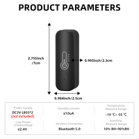 Capteur de température et d'humidité intelligent WALE Tuya, alimenté par batterie, coque noire, hygromètre thermomètre d'intérieur
