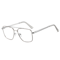 Montura Óptica para Hombre de Acero Inoxidable, Diseño Clásico de Doble Puente, Alta Calidad, Bloqueo de Luz Azul, Personalizable, Aro Completo, a la Moda