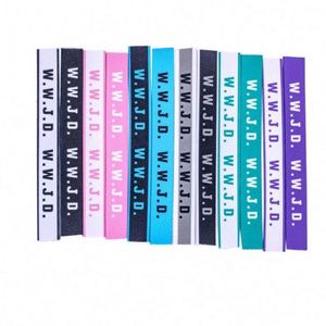 Personnalisé en usine W.W.J.D. Bracelet en tissu jacquard imprimé, réglable, élastique, promotionnel - Product Image 4