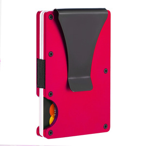 Portefeuille pour cartes en alliage d'aluminium ultra fin, blocage RFID, pince à billets magnétique, style fibre de carbone, porte-cartes de visite - Product Image 5