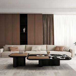 Mesa de Centro Moderna de Madera con Tapa de Vidrio Templado, Estilo Cuadrado, Lujosa y Sencilla, Mueble Duradero para Sala de Estar - Product Image 4