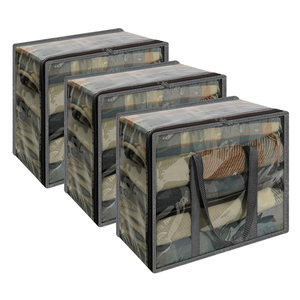 40L Grey Clear Vinyl <b>Storage</b> <b>Bag</b> with Zipper Colorful <b>Clothes</b> Organizer <b>for</b> Living Room Space - Product Image 1