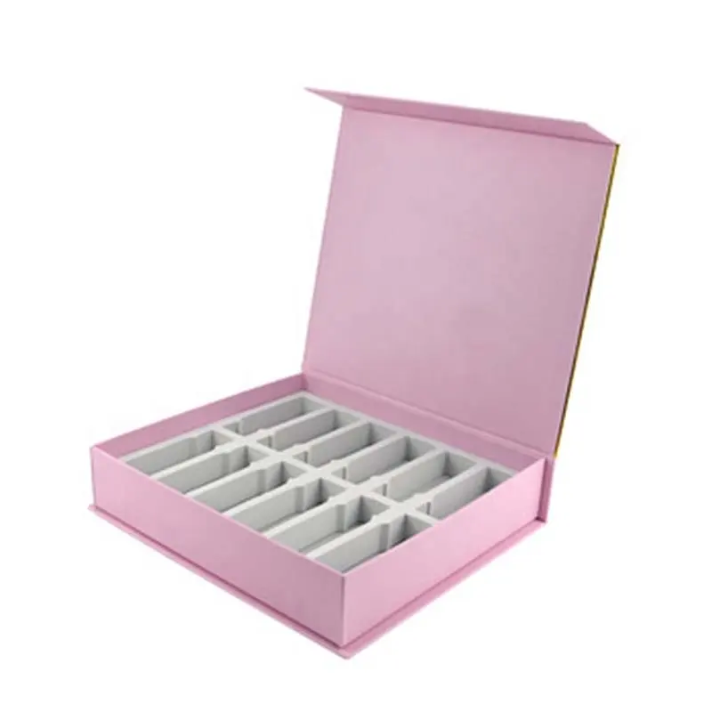 ピンクの紙の段ボール磁気本の形をしたギフト口紅スキンケア香水箱包装セット化粧品