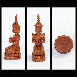 Statua di Buddha in Resina in Stile Tradizionale Thailandese, <span class=keywords><strong>Figura</strong></span> Decorativa in Preghiera Accovacciata - Product Image 5