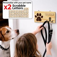 Décoration d'intérieur, Cadeaux pour animaux de compagnie, Porte-laisse mural en bois pour l'entrée, Porte-clés, Organisateur de colliers pour chiens avec lettres Scrabble