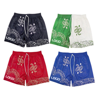 Shorts tricotés mi-longs décontractés pour hommes avec logo personnalisé, poches à cordon au-dessus du genou, impression par transfert thermique 5 pouces, en nylon/coton non tissé