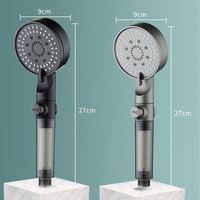 Pommeau de Douche Économiseur d'Eau Haute Pression avec Filtre en Coton PP, Finition Chromée, Arrêt à Touche Unique, Massage SPA, 5 Modes de Jet pour Salle de Bain