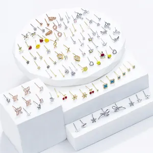 High Quality Wholesale Cartoon Epoxy Zircon Gold Plated Fashion 925 Silver Stud Earrings Cute Women Jewelry