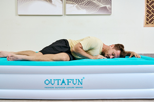 Colchón Inflable Ecológico Moderno Tamaño <span class=keywords><strong>Queen</strong></span> OUTAFUN, Cama de Aire Duradera con Bomba Incorporada, Funda Acolchada, Muebles para el Hogar, Hospital, Hotel - Product Image 2