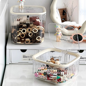 Desktop Hair Accessory Storage <b>Box</b> With Lid Dustproof Design For Hair Ties Clips Pins 2L Capacity Transparent <b>Large</b> Size - Product Image 1