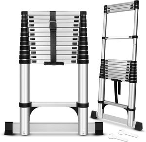 Échelle télescopique 5,1 m 12 marches en aluminium pliable portable avec système de verrouillage des marches pour usage domestique - Product Image 1
