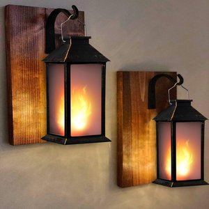 Lanterne solaire murale à LED avec effet de flamme, résistante à l'eau, alimentée par énergie solaire, avec batterie incluse - Product Image 1