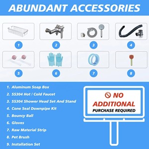 Baignoire de toilettage pour animaux de compagnie en acier inoxydable antirouille de 34 pi, accès facile, fournitures de nettoyage pour chiens mobiles - Product Image 4