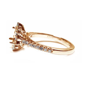 Vente en gros de griffe de la Saint-Valentin en or rose 14 carats avec diamant véritable en forme de poire, bague de fiançailles de mariage semi-montée pour femme - Product Image 2