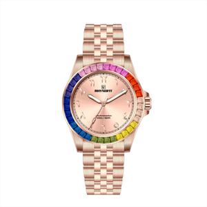 Bracelet en acier inoxydable 316L bicolore, boîtier NH35, cristal saphir, diamant arrière pour montre de plongée modifiée personnalisée avec diamants - Product Image 4