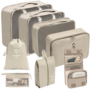Ensemble de 7 pièces de sacs de compression pour bagages, organisateurs de valises bleu marine et rouge, sac de voyage bleu, organisateur rose, cubes de rangement gris pour bagages personnels, sac de voyage - Product Image 1