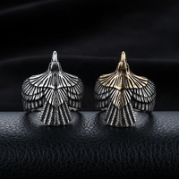 Yunnique Bague Aigle Bicolore en Acier Inoxydable 316L pour Homme et Femme, Style Antique Argenté et Doré, Audacieux, Sombre, Rébellions, Motard, Punk, Gothique