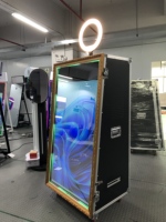 Cabina de Fotos Portátil Retro para Bodas, Espejo Interactivo, Cabina de Fotos Selfie, Marco LED Mágico, Kiosco con Software de IA