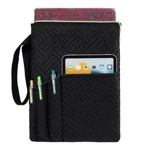 Book Sleeve With Zipper Padded Book Protector Washable Quilted Bible Covers Book Pouch With Pockets