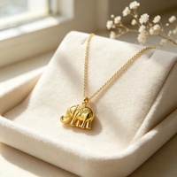 Collar con Colgante de Elefante Tallado Retro, Estilo Minimalista y de la Suerte, Adorno para Clavícula de Mujer, Envío Rápido
