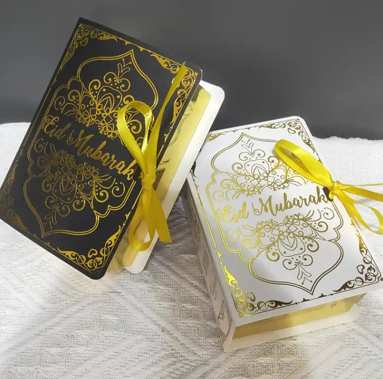 Eid Mubarak Mond und Stern Papier Candy Box Ramadan Geschenk boxen Hot Stamp ing Buch Form Weets Box Festival Party Dekoration