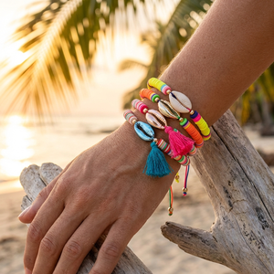 Pulsera de Cuentas de Arcilla Ajustable Resoul <span class=keywords><strong>para</strong></span> Mujer, <span class=keywords><strong>Pulseras</strong></span> de Cuentas con Dijes de Concha Multicolor, Joyería de Moda Gitana, Regalo - Product Image 3