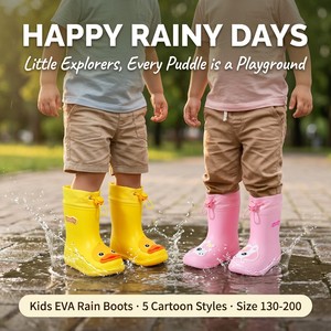 Botas de Lluvia Infantiles con Dibujos Animados Personalizadas, Ajustables con Cordón, Impermeables, Antideslizantes, Ligeras, Plegables, con Diseño de Animales para Niños Pequeños - Product Image 5