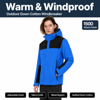 Veste à capuche intégrée standard en coton rembourré, coupe-vent, imperméable, chaude, grande taille, imprimée, pour l'extérieur