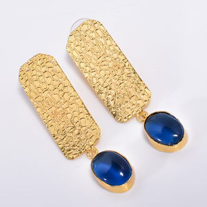 Boucles d'oreilles pendantes en laiton personnalisé en pierres précieuses plaqué or 14 ct bijoux à la mode faits à la main du fabricant exportateur - Product Image 1