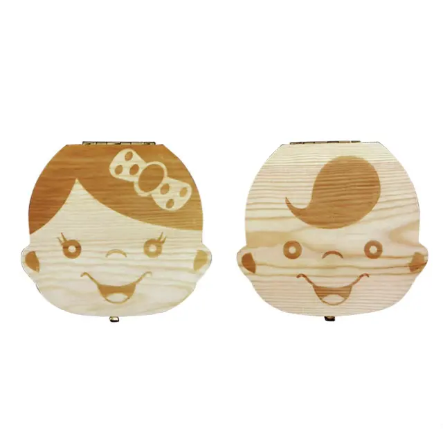 Деревянная коробка для хранения детских зубов на заказ, английский, немецкий, французский, испанский язык, деревянная коробка для зубов