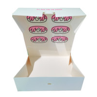 Caja de Cartón Blanca Personalizada con Acabado Brillante para Pasteles, Donuts y Postres, Ideal para Panaderías y Comida para Llevar, Uso B2B