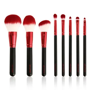 Red 8 Pcs makeup brushes rainbow Red makeup brush set makeup set brush