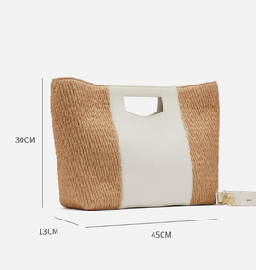 Top luxury leather women's <b>bag</b>, straw <b>bag</b>, custom logo handbag - Product Image 4